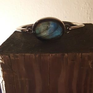 Vintage Sterling Silver 925 Labradorite Bangle Bra